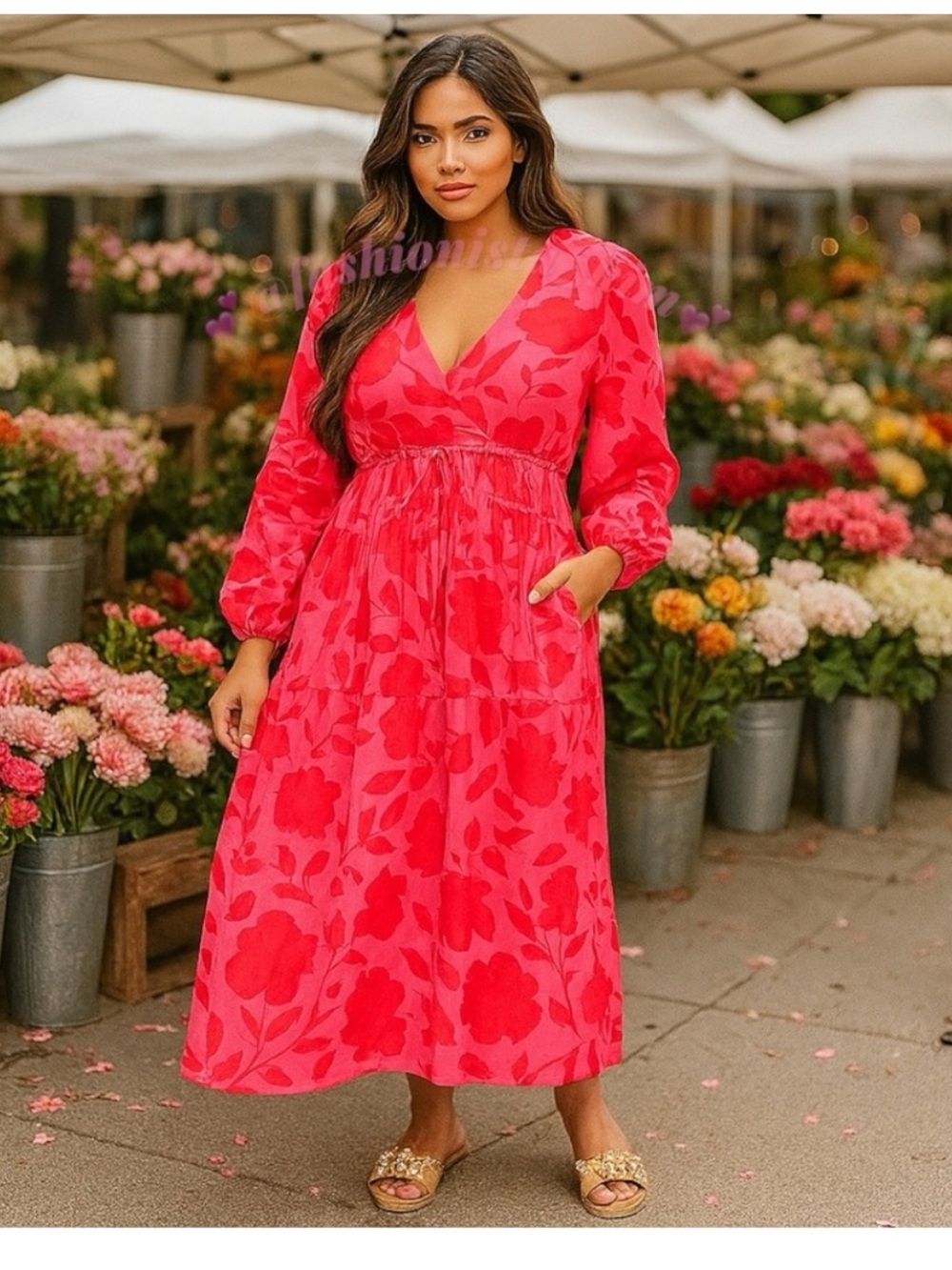 🔥Kate Spade x Target Classic Rose Linen Long Sleeve Maxi Dress sz XL PriceFirm